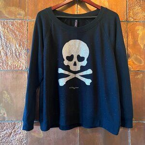 Betsey Johnson Glitter Skull Sweatshirt * Black * 1X